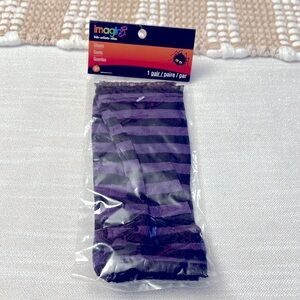 Halloween fingerless Gloves purple and black striped